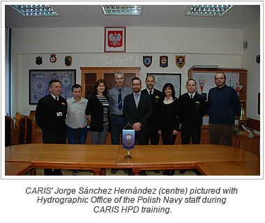 CARIS' Jorge Sánchez Hernández (centre) pictured with Hydrographic Office of the Polish Navy staff during CARIS HPD training.