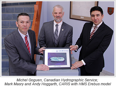 Michel Goguen, Canadian Hydrographic Service;  Mark Masry and Andy Hoggarth, CARIS with HMS Erebus model