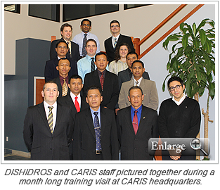 DISHIDROS and CARIS staff pictured together during a month long training visit at CARIS headquarters.