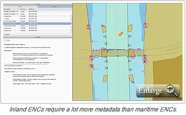 Inland ENCs require a lot more metadata than maritime ENCs.