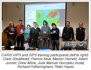 CARIS HIPS and SIPS training participants (left to right): Clare Greathead, Francis Neat, Marion Harrald, Adam Junner, Drew Milne, Jose Manuel Gonzalez-Irusta, Richard Fotheringham, Peter Hayes