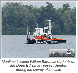 Maritime Institute Willem Barentsz students on the Deep BV survey vessel, Jumbo, during the survey of the lake.