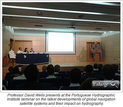 Professor David Wells presents at the Portuguese Hydrographic Institute seminar on the latest developments of global navigation satellite systems and their impact on hydrography.