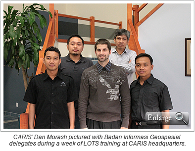 CARIS’ Dan Morash pictured with Badan Informasi Geospasial delegates during a week of LOTS training at CARIS headquarters.