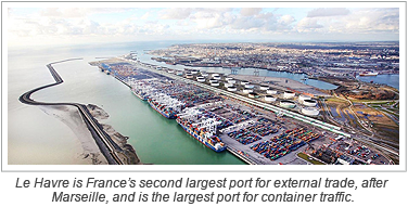 Le Havre is France’s second largest port for external trade, after Marseille, and is the largest port for container traffic.