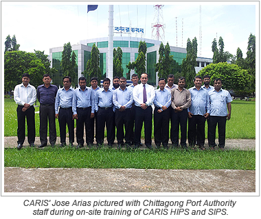 CARIS' Jose Arias pictured with Chittagong Port Authority staff during on-site training of CARIS HIPS and SIPS.