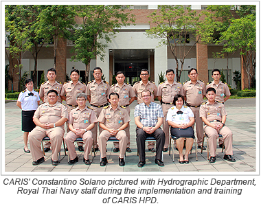 CARIS' Constantino Solano pictured with Hydrographic Department, Royal Thai Navy staff during the implementation and training of CARIS HPD.