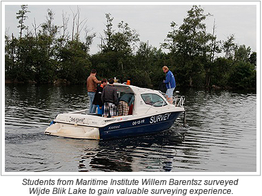 Students from Maritime Institute Willem Barentsz surveyed Wijde Blik Lake to gain valuable surveying experience.
